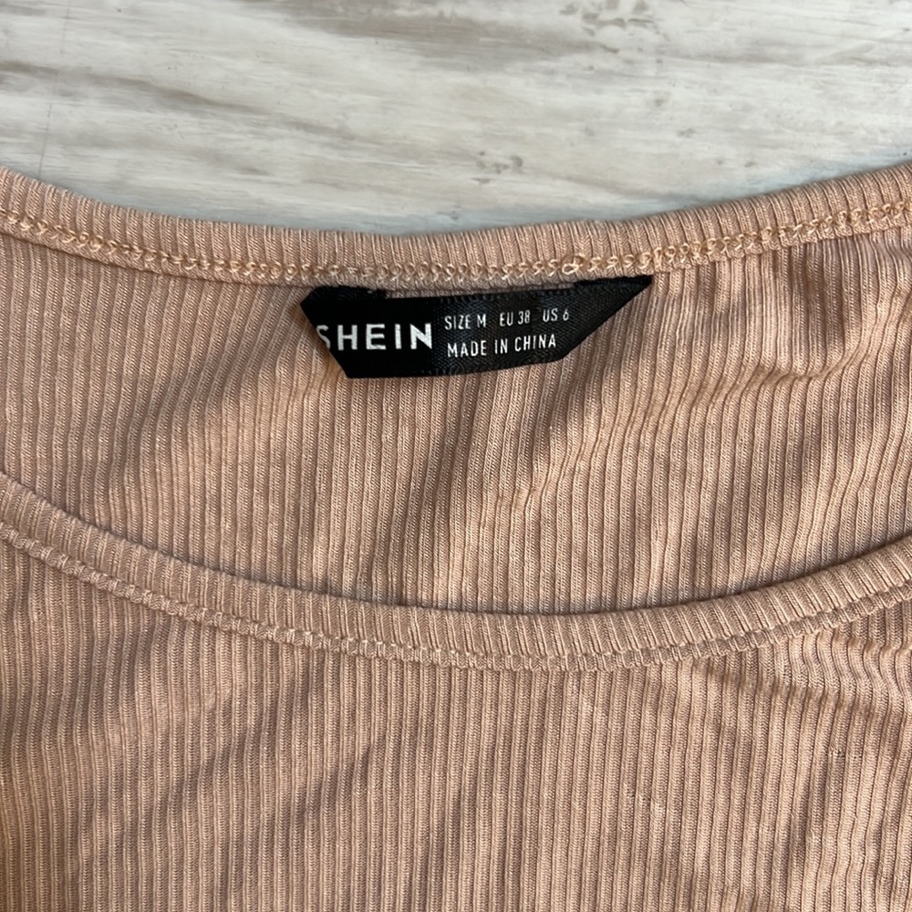 SHEIN Ribbed Long Sleeve Side Ruched Dress - Picture 3 of 3